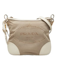 Prada Canvas Leather Shoulder Bag