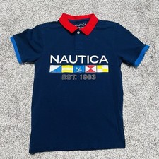 Nautica USA 1983 Polo Shirt Red White Blue Youth Size Medium