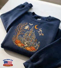 Ghost Pumpkin Halloween Sweatshirt Spooky Witch Fall Crewneck Gift