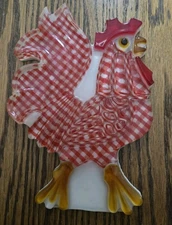 New Designs Inc. Red & White Rooster Spoon Rest or Wall Decor  Acrylic/Lucite
