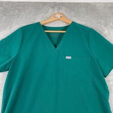 Figs Catarina One Pocket Scrub Top Women's Large Green Technical Stretch