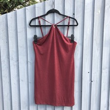 Glamorous Burgundy Glitter Halter Mini Dress - Size 14