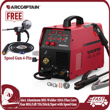 ARCCAPTAIN 200A Aluminum MIG Welder 6 in 1 Flux Core/Lift TIG/Stick & Spool Gun