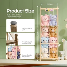 Stuffed Animal Storage Zoo Wooden Holder Organizer Toy with Elastic Cords Room