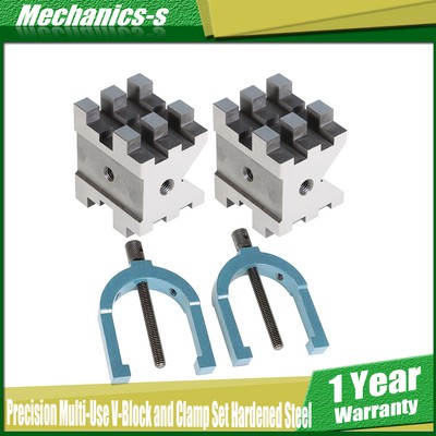 Hardened Steel Precision 2-3/8'' x 2-3/4'' x 2'' Multi-Use V-Block and Clamp Set