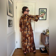 70s Vintage Leisure Lovers Jumpsuit w Attached Leopard Cape Sz M