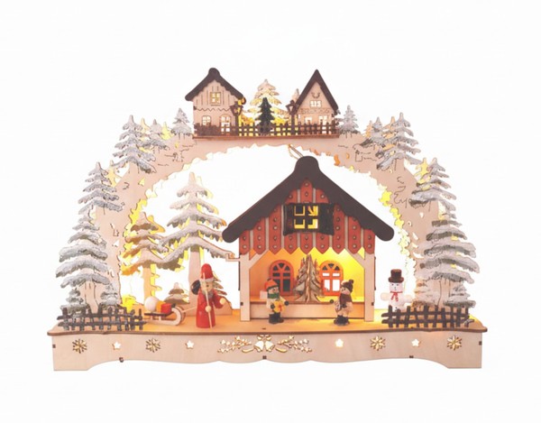 Lichterbogen Schwibbogen Weihnachten Led Holz Weihnachtsdorf Fensterdeko-image