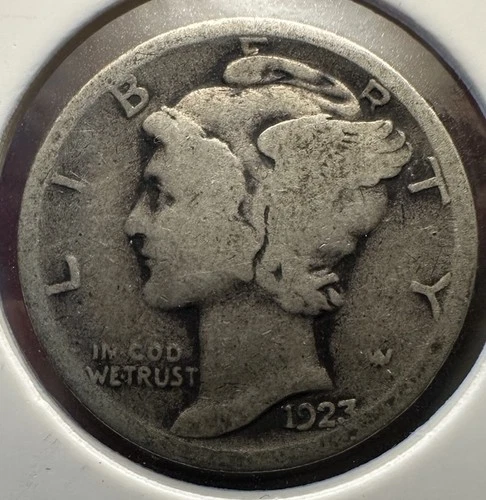 1923 Philadelphia Mint Mercury Dime 90% Silver VG Scarce Early Date