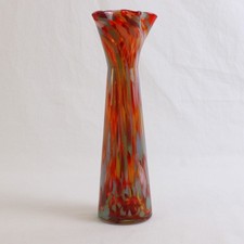 Hand-Blown Multicolor Confetti Art Glass Vase 9"