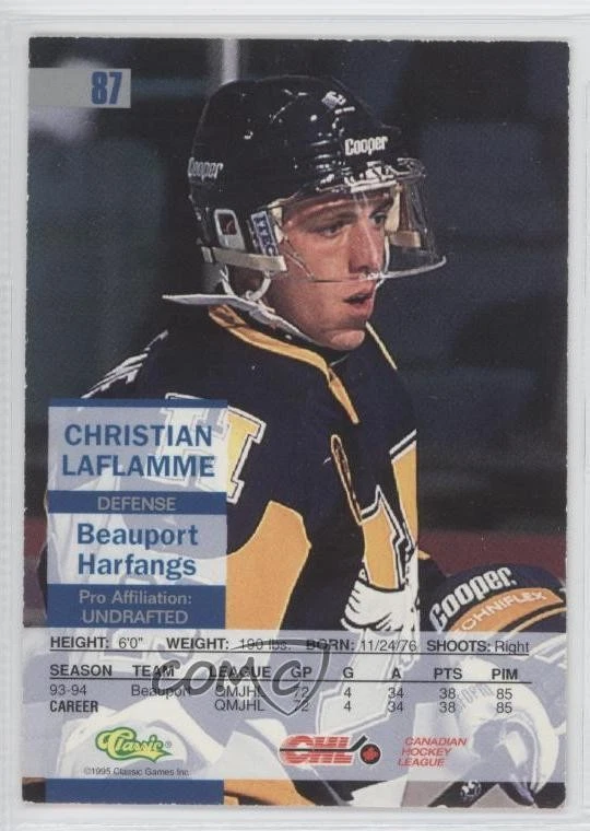 1995 Classic Images Gold Christian Laflamme #87 - Image 2 of 2