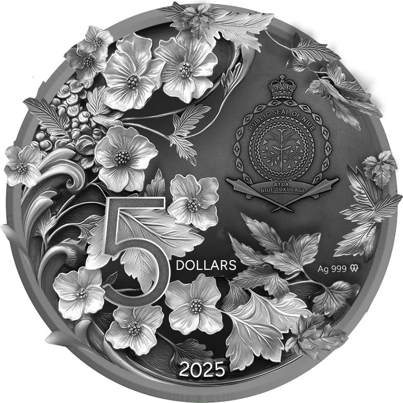 2025 Niue Forest Guardian 2 oz Silver Digital Printed High Relief Antiqued Coin - Image 2 of 3