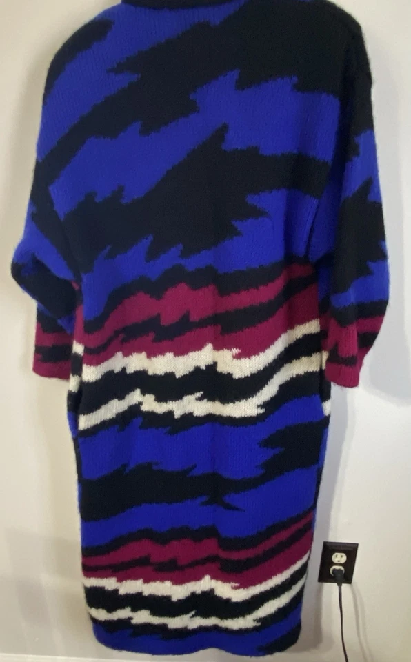 Vintage Retro 80’s IB Diffusion Wool Mohair Cardigan Duster Sweater Belt XL - Image 4 of 4