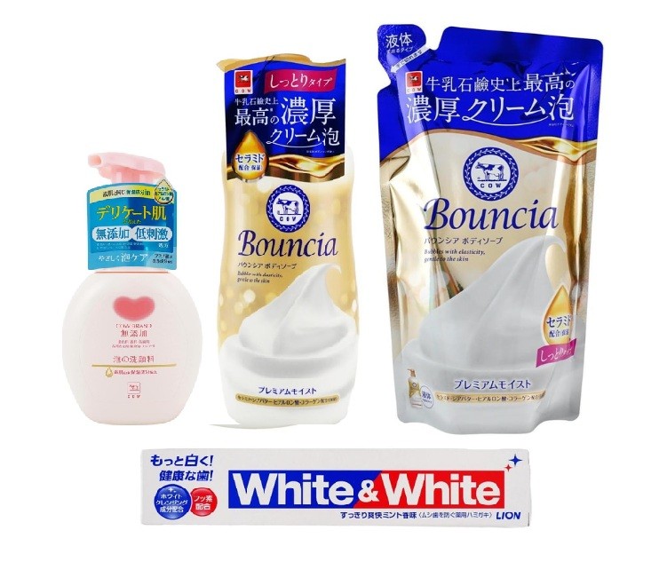 Bouncia Moist Body Soap Xmas Gift Bundle  Refill Face Wash Whitening Toothpaste