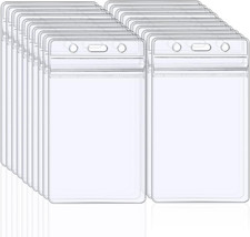 20 PCS Clear ID Badge Holder, Vertical Clear Plastic Name Key Card Tag Holder