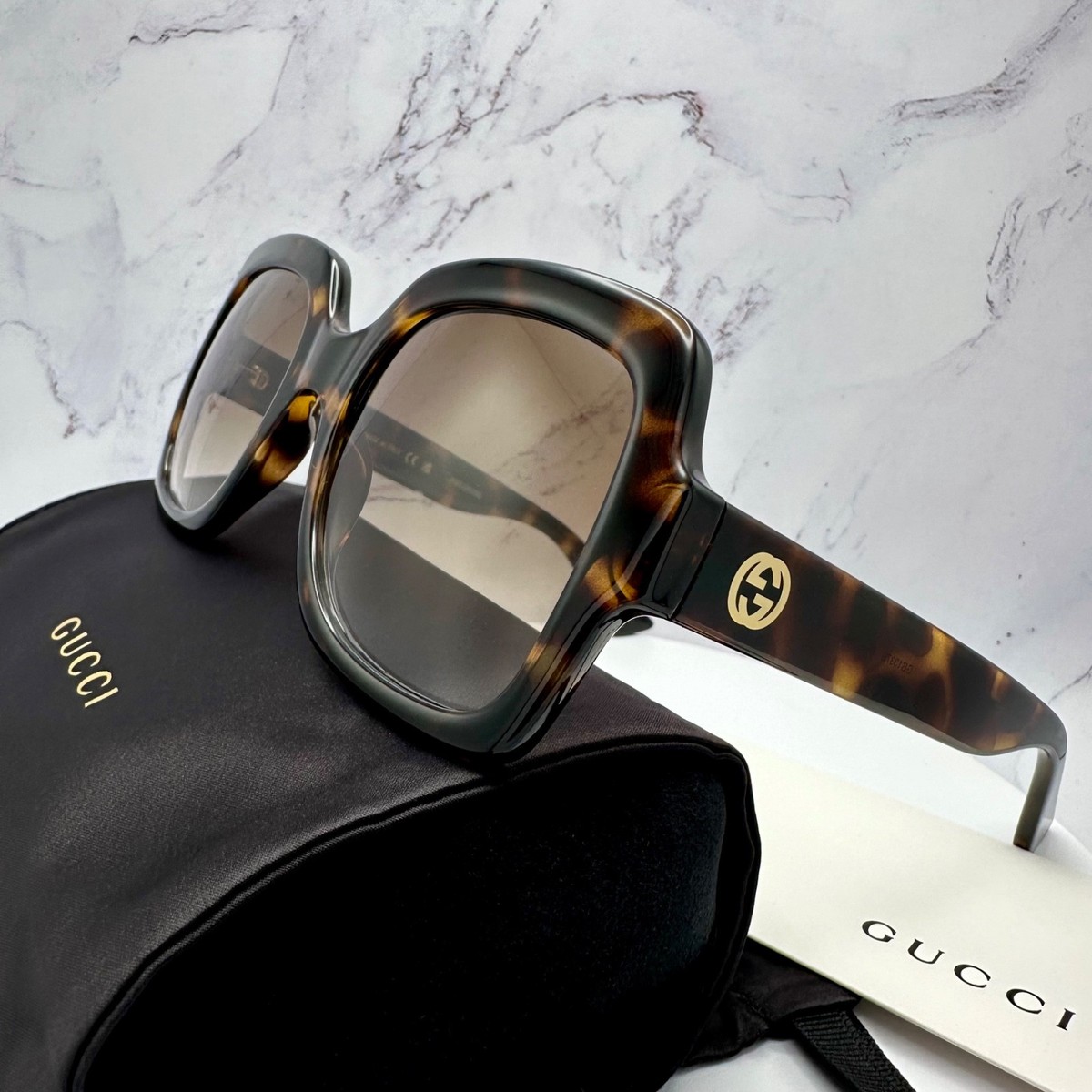 New GUCCI Sunglasses Brown GG1337S 003 Tortoise 54mm Square  display picture 2