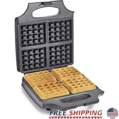 Extra Large Belgian Waffle Maker 4 Slice Nonstick Stainless Steel Compact Design
