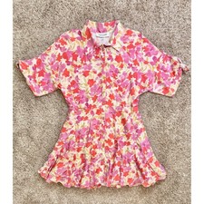 Taylor Womens Floral Fit and Flare Mini Dress Button Front Size 12