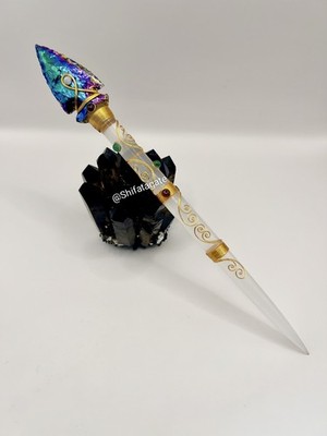 Handcrafted Aura Arrow Crystal Selenite Wand  Wire Wrapped Gemstone Crystal Wand