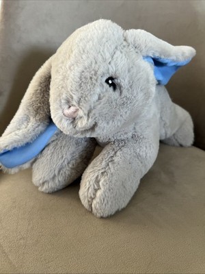 Plush Gray Bunny Rabbit With Blue Ears Stuffed Animals MTY International CO. LTD