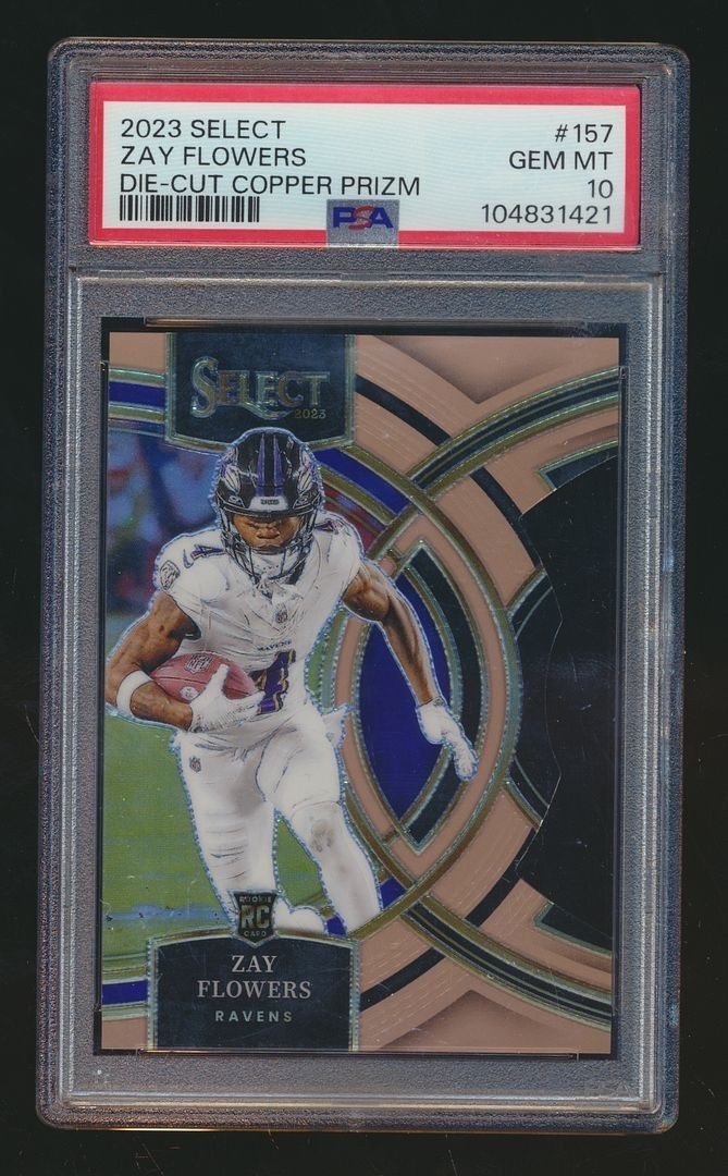 2023 SELECT COPPER DIE CUT ROOKIE /299 DAMAGED SLAB PSA 10 ZAY FLOWERS RAVENS