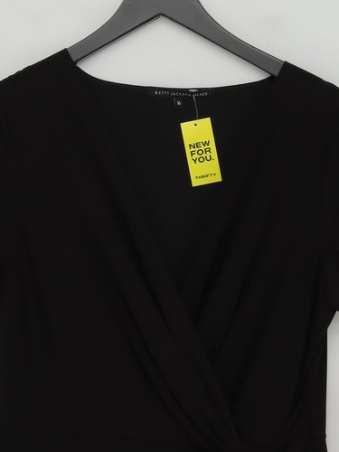 Betty Jackson Women's Midi Dress UK 16 Black Polyester with Elastane Wrap Dress - Picture 3 of 6
