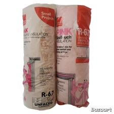 Lot 2 Rolls R6.7 Pink EcoTouch Insulation Owens Corning 5.3 ft² 48"x16"x2" Each