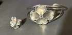 Vintage Stuart Nye Sterling Silver Dogwood Flower Cuff Bracelet & Matching Ring