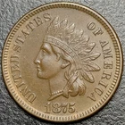 1875 Indian Head Cent Penny IHC 1c BETTER DATE Nice AU Full LIBERTY 3.5 Diamonds