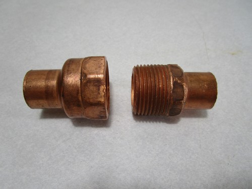 2 PC 3/4'' INCH C 1'' IN FNPT MNPT COPPER FEMALE MALE COUPLER ADAPTER FITTINGS