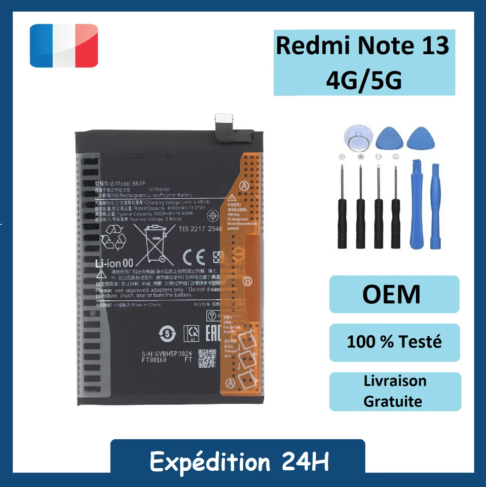 Batterie Premium Xiaomi Redmi Note 13 4G/5G BN5P + Outils