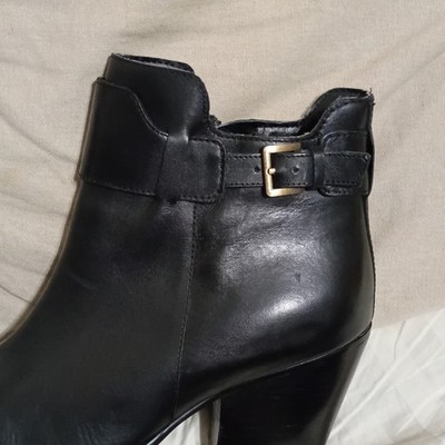 Sam Edelman Women s Black Leather Ankle Bootie Buckle Side Zip US 9.5