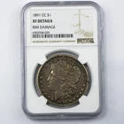 1891-CC Morgan Silver Dollar $1 NGC XF Details Rim Damage Carson City