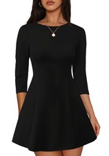 RUMIA Cocktail Dresses for Women A-Line Boat Neck Mini Dress (XS-2XL) A-black