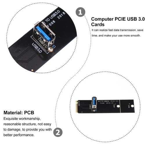 3 Pieces Riser-Karte USB-Erweiterungskarte Computer-PCIe-USB-Adapter - Afbeelding 2 van 12