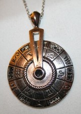 Etched Silvertone Zodiac Wheel Astrology Signs Pendant Necklace