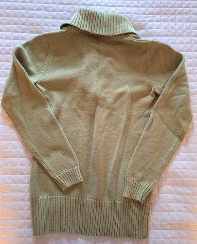 Knit Pullover Sweater 100% Cotton Shawl Collar Lite Lime Green Small Liz & Co - Picture 4 of 9