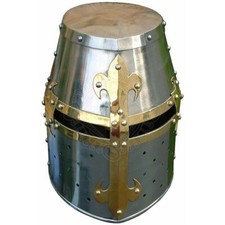 Medieval Great Templar Crusader Knight Helmet Halloween Costume preowned leather