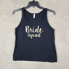 Bella Shirt Womens Large Black Gold Tank Top Bride Squad Sleeveless Cotton