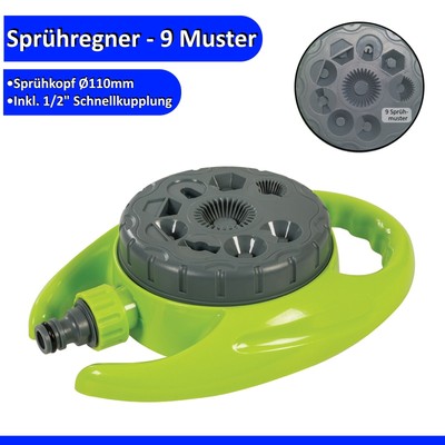 Rasensprenger Sprühregner Sprinkler 360° Regner mit 9 Funktionen Garten