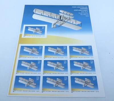 US Stamp Scott #3783, 2003, 37c First Flight of Wright Brothers Full Sheet of 10