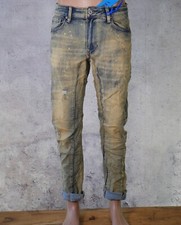 ♥️Sexy Woman Dirty Wash Jeans Blau Camel Sand Risse Boyfriend Baggy Flecken *623