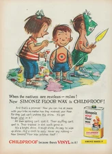 1959 Simoniz Childproof Vinyl Floor Wax Natives Are Restless Relax Print Ad