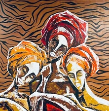 African Mothers Collabo Abstract Art 100% hand painted Art