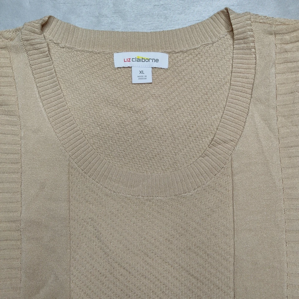 Liz Claiborne Womens XL Beige Sleeveless Pullover Sweater Lightweight Vest NEW - Image 2 of 4