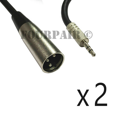 2 Pack - 6ft XLR 3-Pin Male to 3.5mm 1/8'' Stereo TRS Plug Microphone Mic Cable