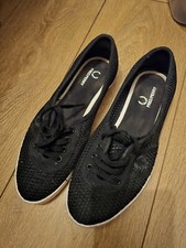 Fred Perry 'Aubrey' Canvas Shoe Trainer Retro Plimsoll Twill Pumps UK 5 black