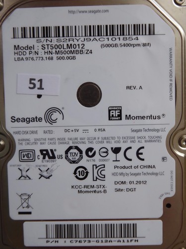 7x Seagate ST500LM012 HN-M500MBB /Z4 / 01.2012 / defekt / PCB: M8_REV.03 #51-58