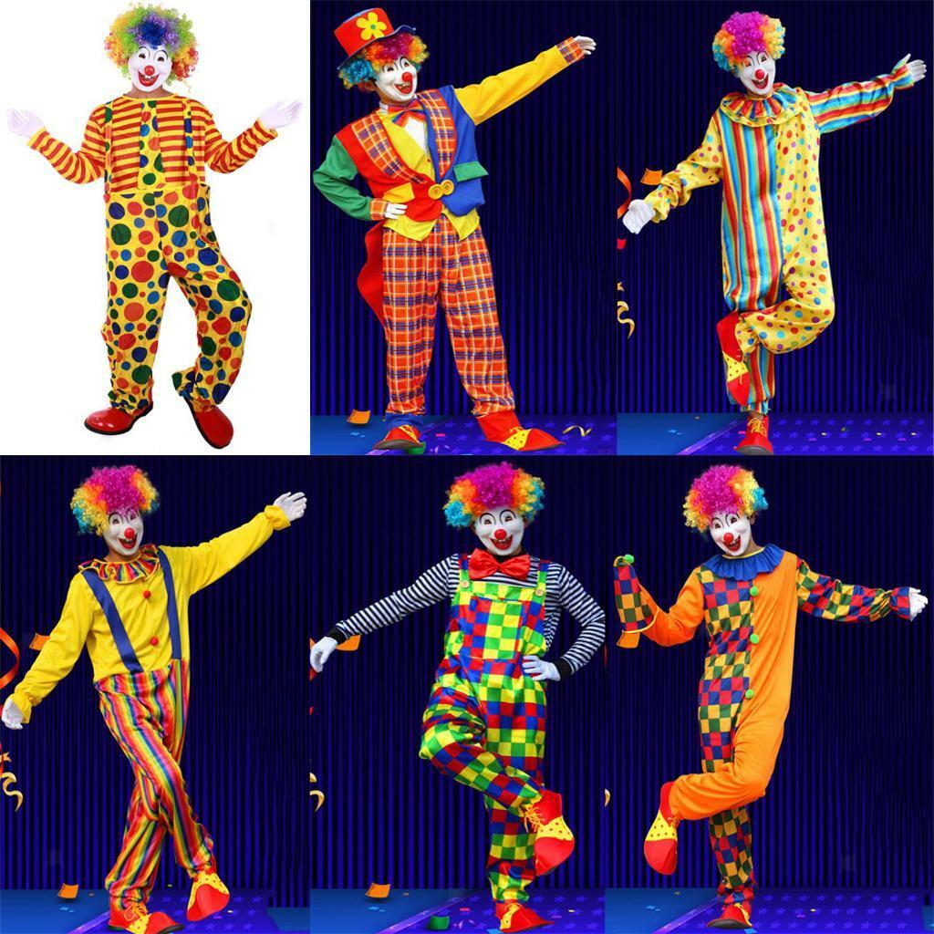 Clown Costume Comedy Mens Clown Outfit Halloween Masquerade Fancy Dress