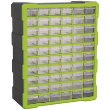Image of 380 x 160 x 475mm 60 Drawer Parts Cabinet - GREEN - Wall Mounted / Standing Box