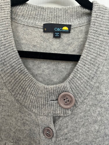 C&C California Women's Juniors 100% Cashmere Baby Doll Cardigan Sweater Size S - Picture 2 of 8